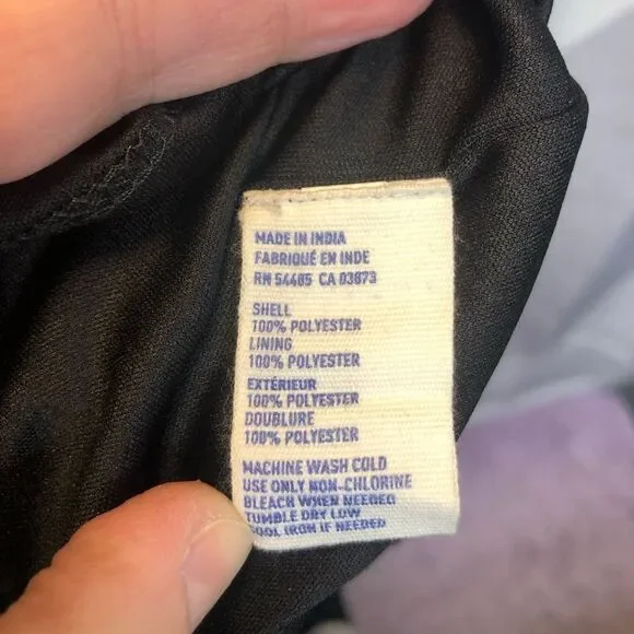 American Eagle women’s belted gray/white floral, ruffled dress, size 12 - Picture 6 of 6